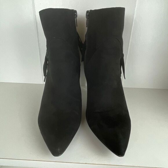 Nine West Pureheart2 Fringe Trim Ankle Boots 7.5 Black - Picture 7 of 11